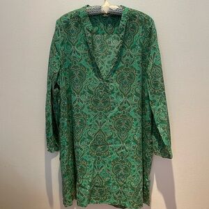 Green paisley J.Crew tunic Size L